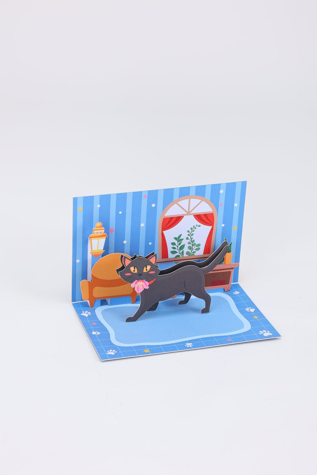Tea Flower Cat 90° Greeting Card