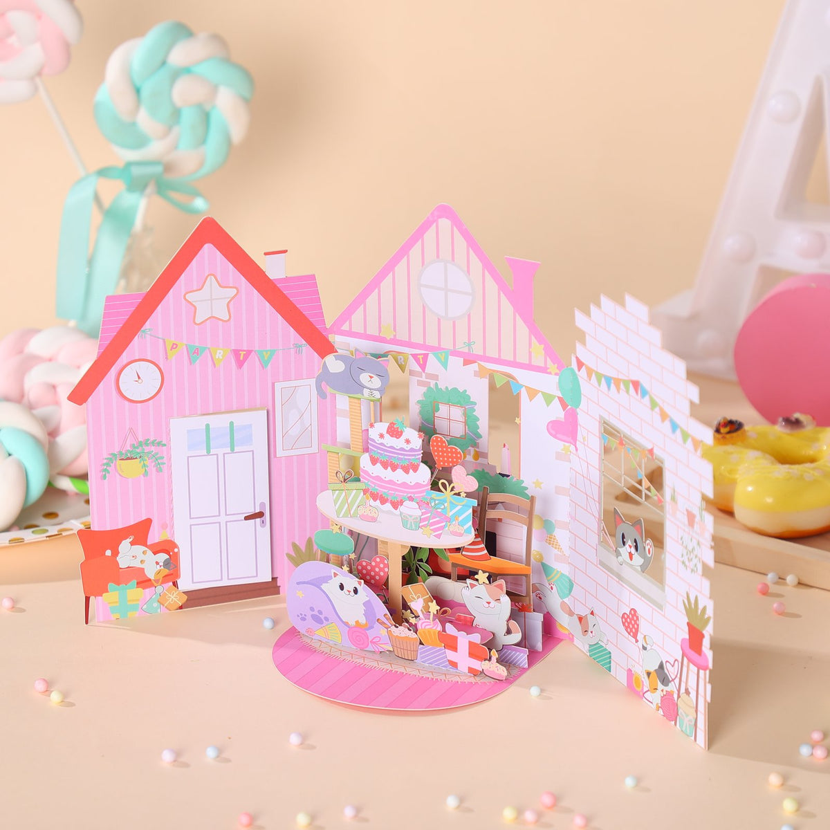 Cozy Birthday Cake Cradle 3D Pop Up Card