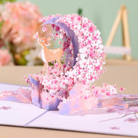 Cost-effective 3D Pop-up Card Deer & Cherry Blossom Greeting Card for Wedding Birthday Anniversary