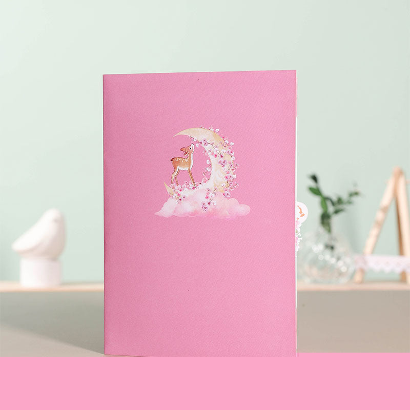 Card Supplier Direct Sale Cherry Blossom & Deer Greeting Card Spring Flpral 3D Pop-up Card
