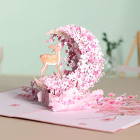 Card Supplier Direct Sale Cherry Blossom & Deer Greeting Card Spring Flpral 3D Pop-up Card