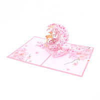 Card Supplier Direct Sale Cherry Blossom & Deer Greeting Card Spring Flpral 3D Pop-up Card