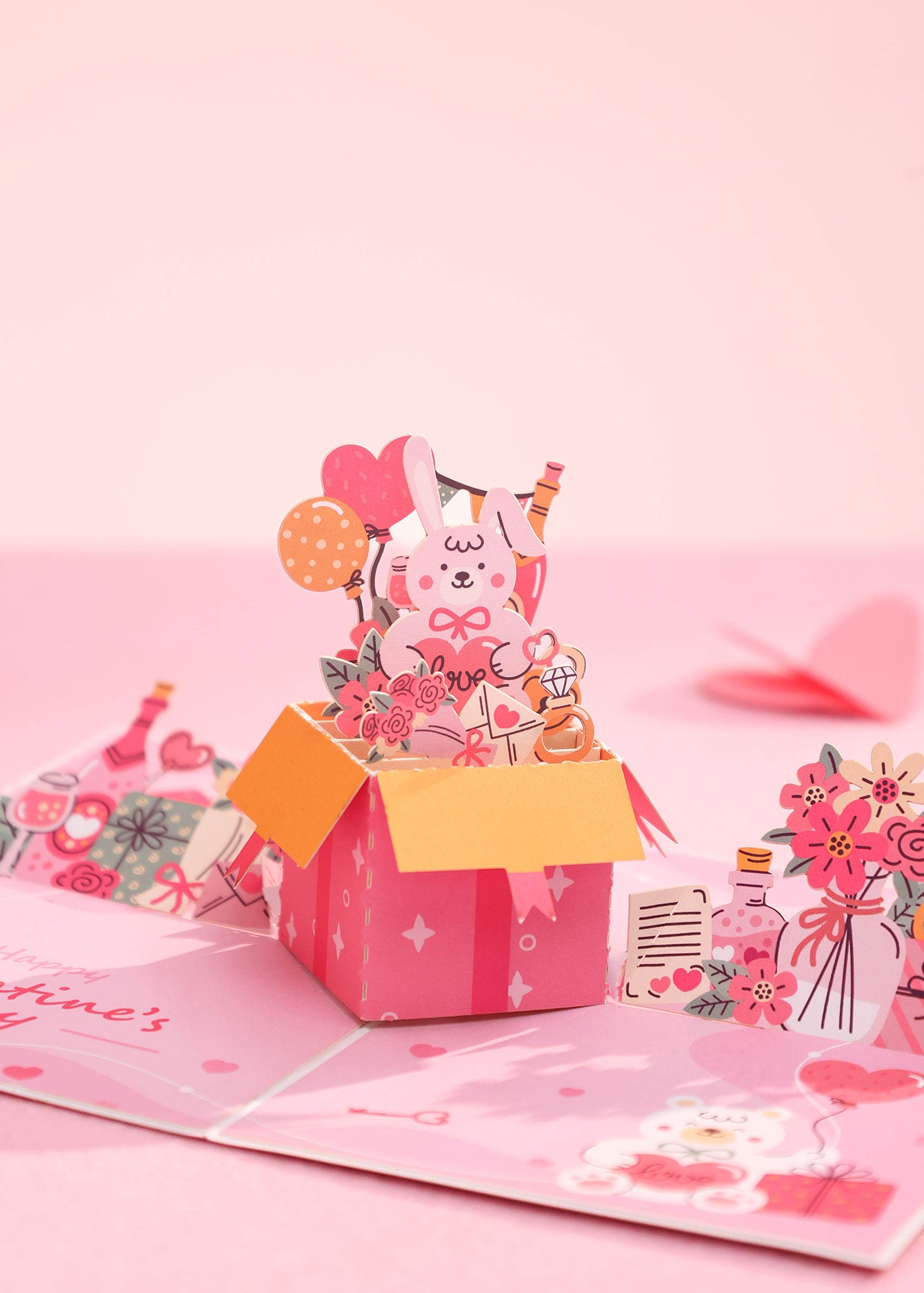 Factory Direct Sale Bunny Valentine's Day 3D Pop-Up Card Sweet Love Gift for Her/Him