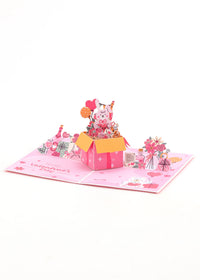 Factory Direct Sale Bunny Valentine's Day 3D Pop-Up Card Sweet Love Gift for Her/Him