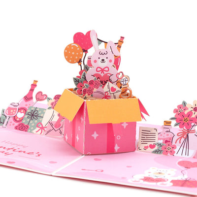 Factory Direct Sale Bunny Valentine's Day 3D Pop-Up Card Sweet Love Gift for Her/Him