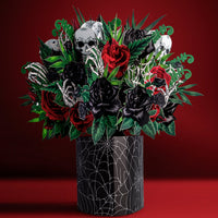 Factory Price Gothic Skull & Rose 3D Pop-Up Card Dark Floral 3D Flower Bouquet Greeting Card