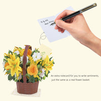 Competitive Price Daisy Lily Flower Basket 3D Pop-up Card Bright Paper Floral Bouquet
