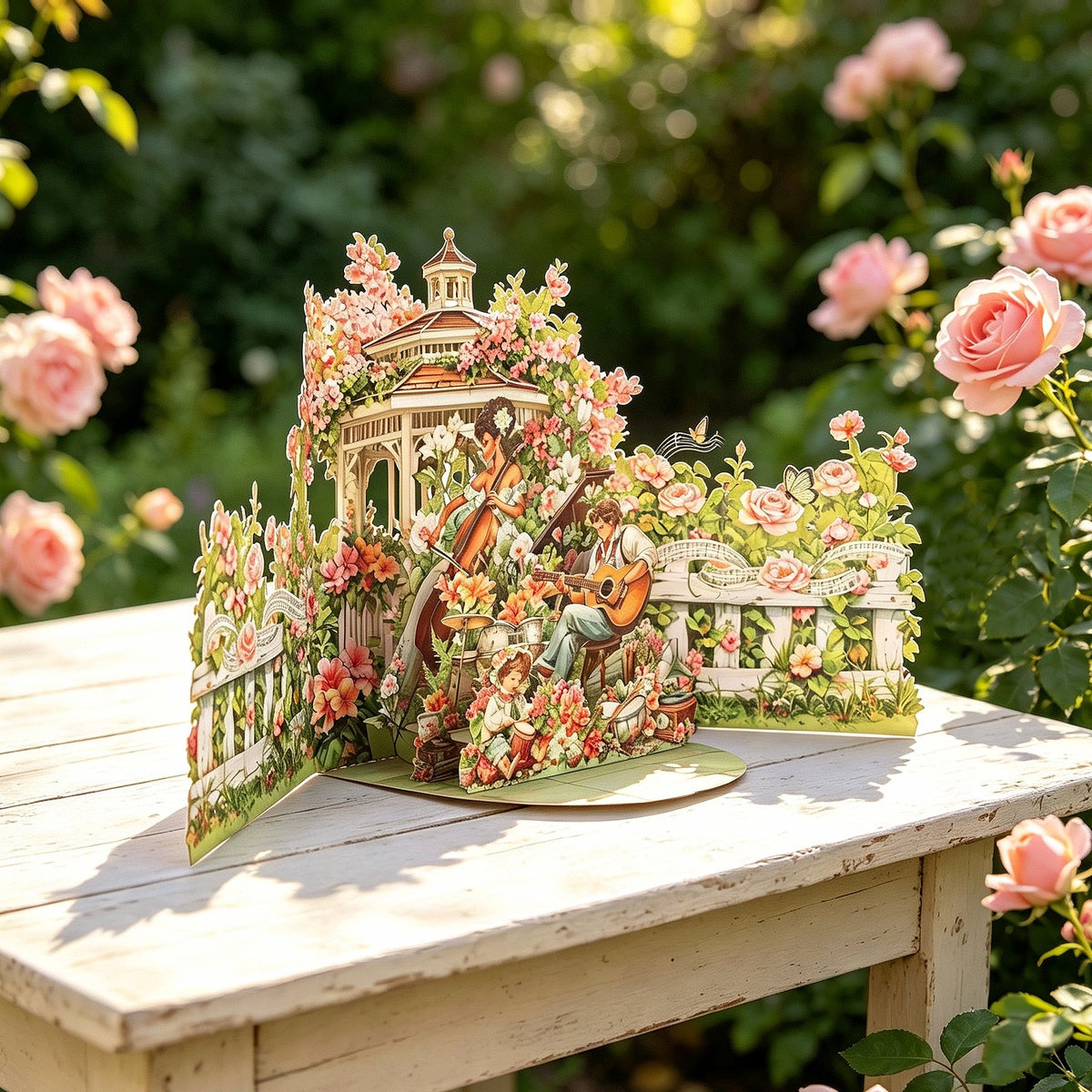 Vintage Music Garden Double Door Card