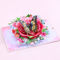 Peony Flower Butterfly Greeting Card