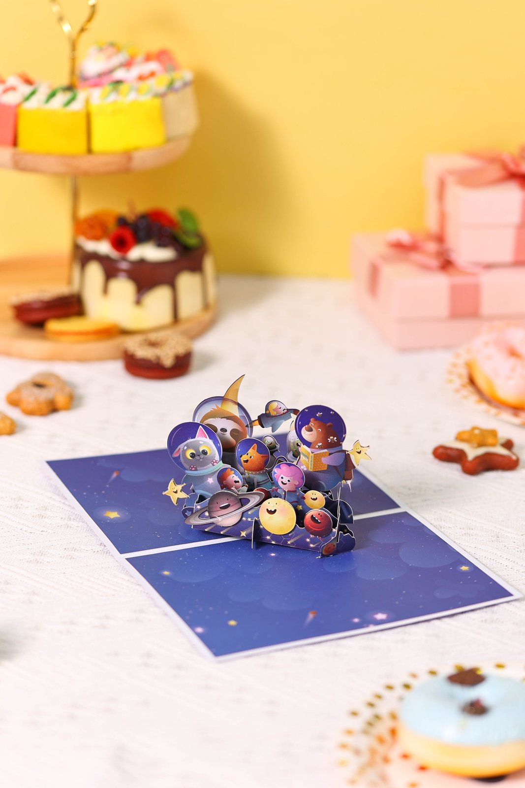 Space Animals Garden 3D Pop Up Card