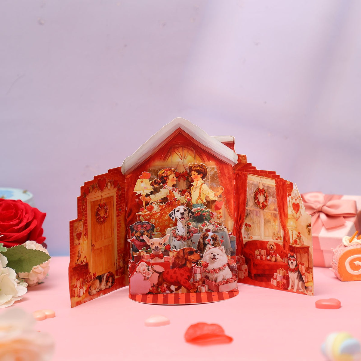 Vintage Valentine's Day Double Door Pop Up Card