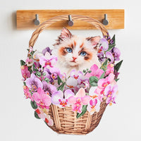 Orchid Ragdoll Cat Flower Basket Pop Up Card