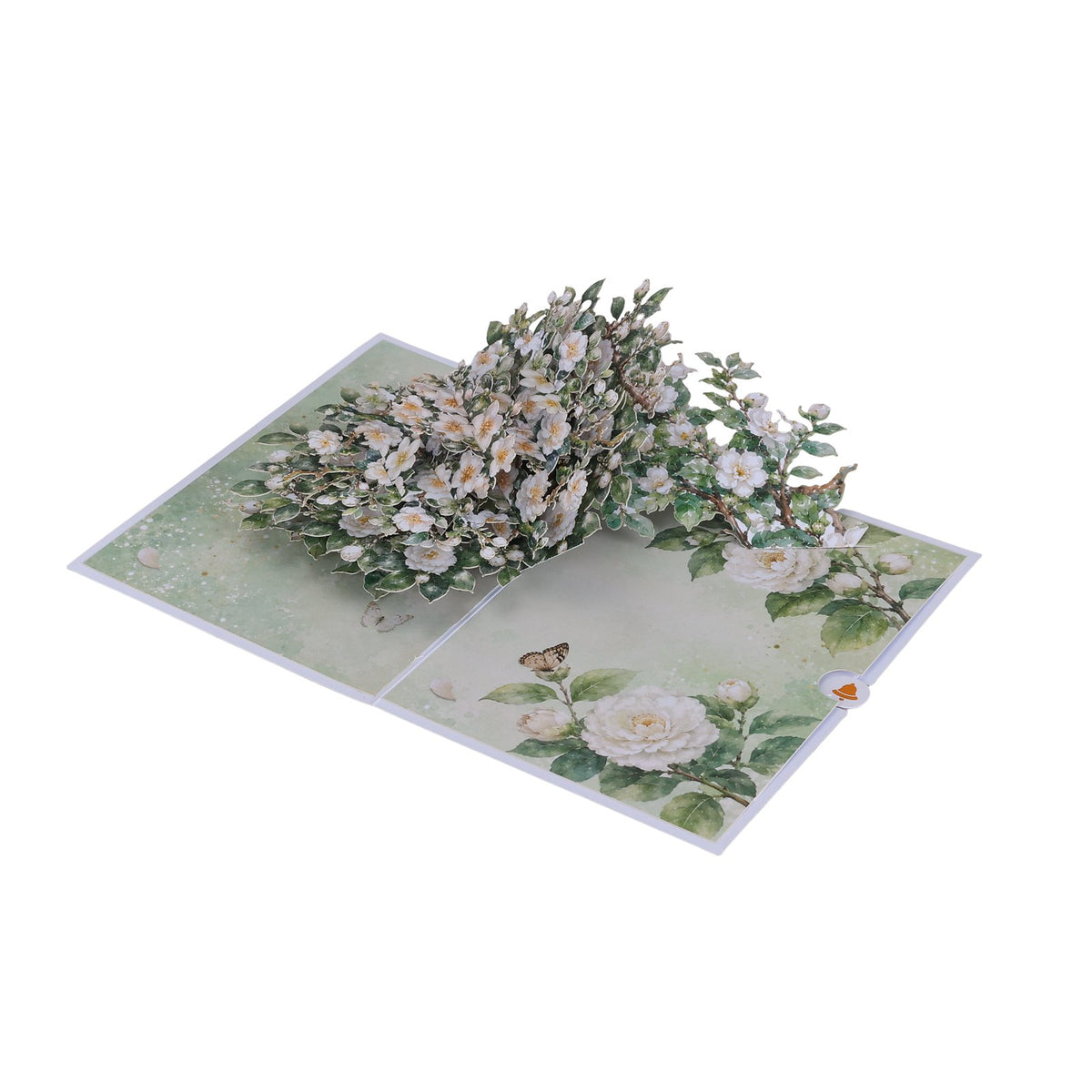 White Camellia 3D Pop Up Card