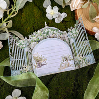 White Rose Double Door Ribbon Greeting Card