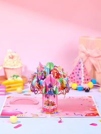 Pink Birthday Balloon Flip Pop Up Card