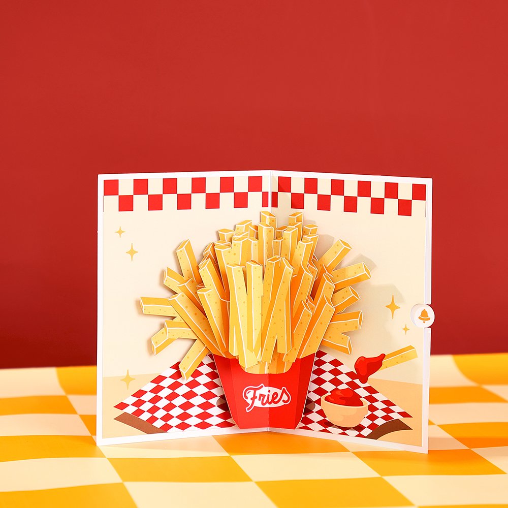 French Fries Food 3D Pop Up Card