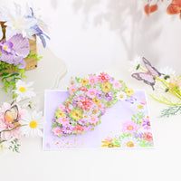 Mixed Color Cosmos Floral Branch Greeting Card