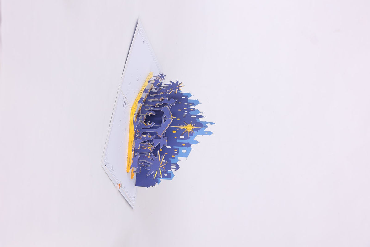 Nativity Manger Star Night Flip Pop Up Card