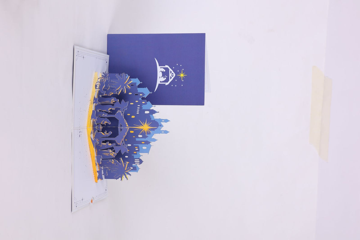 Nativity Manger Star Night Flip Pop Up Card
