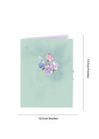 Butterfly Fresh Flowers Crescent Moon 3D Pop Up Card