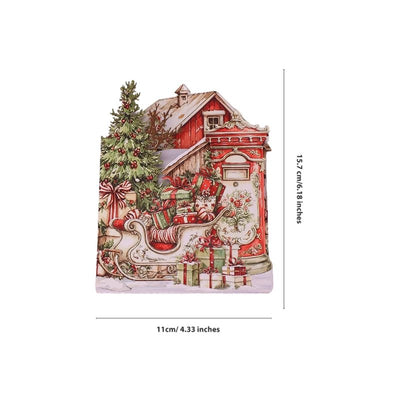 Vintage Santa Claus House Double Door Card