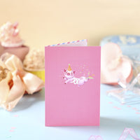Pink Spring Toy Pig 90° Greeting Card