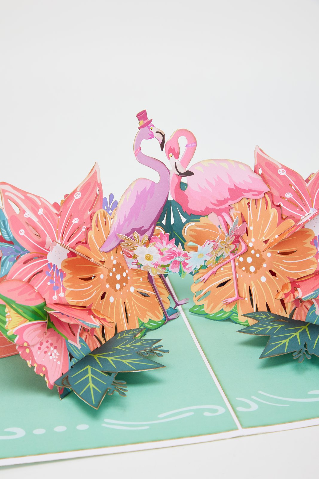Flamingo Fresh Flowers Greeting Card