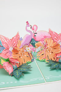 Flamingo Fresh Flowers Greeting Card