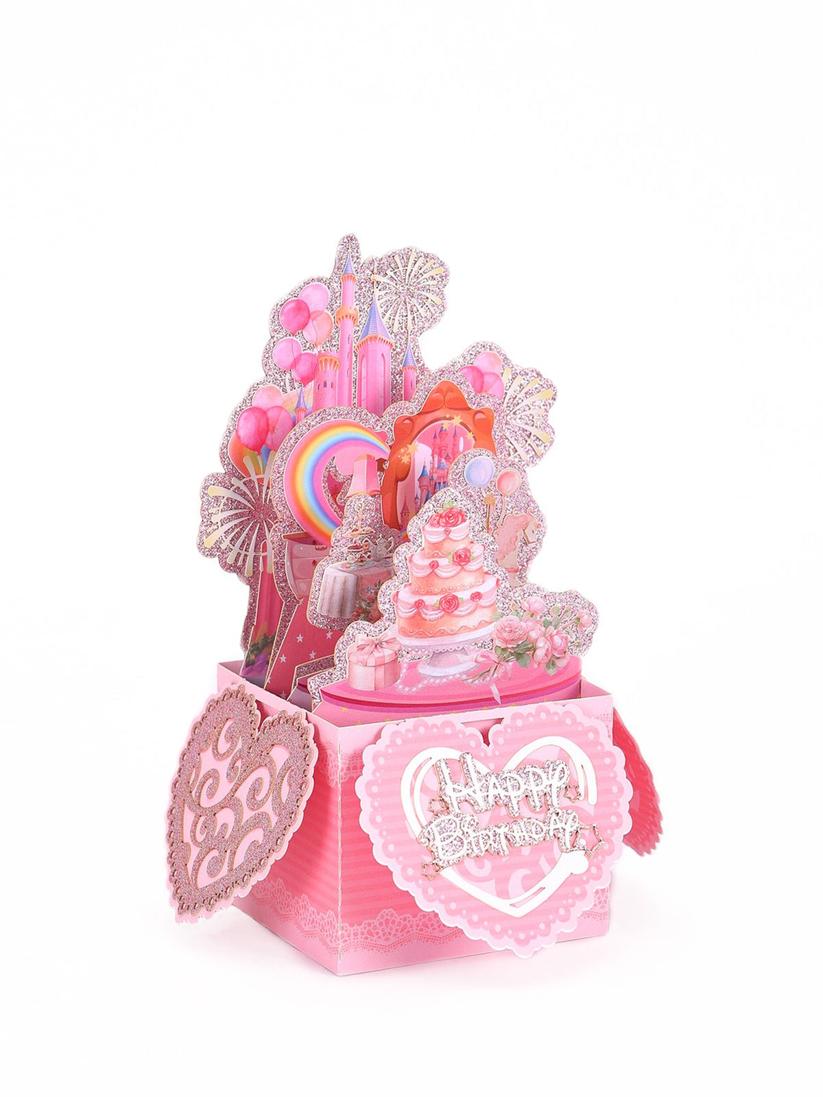 Heart Cake Box Birthday Greeting Card