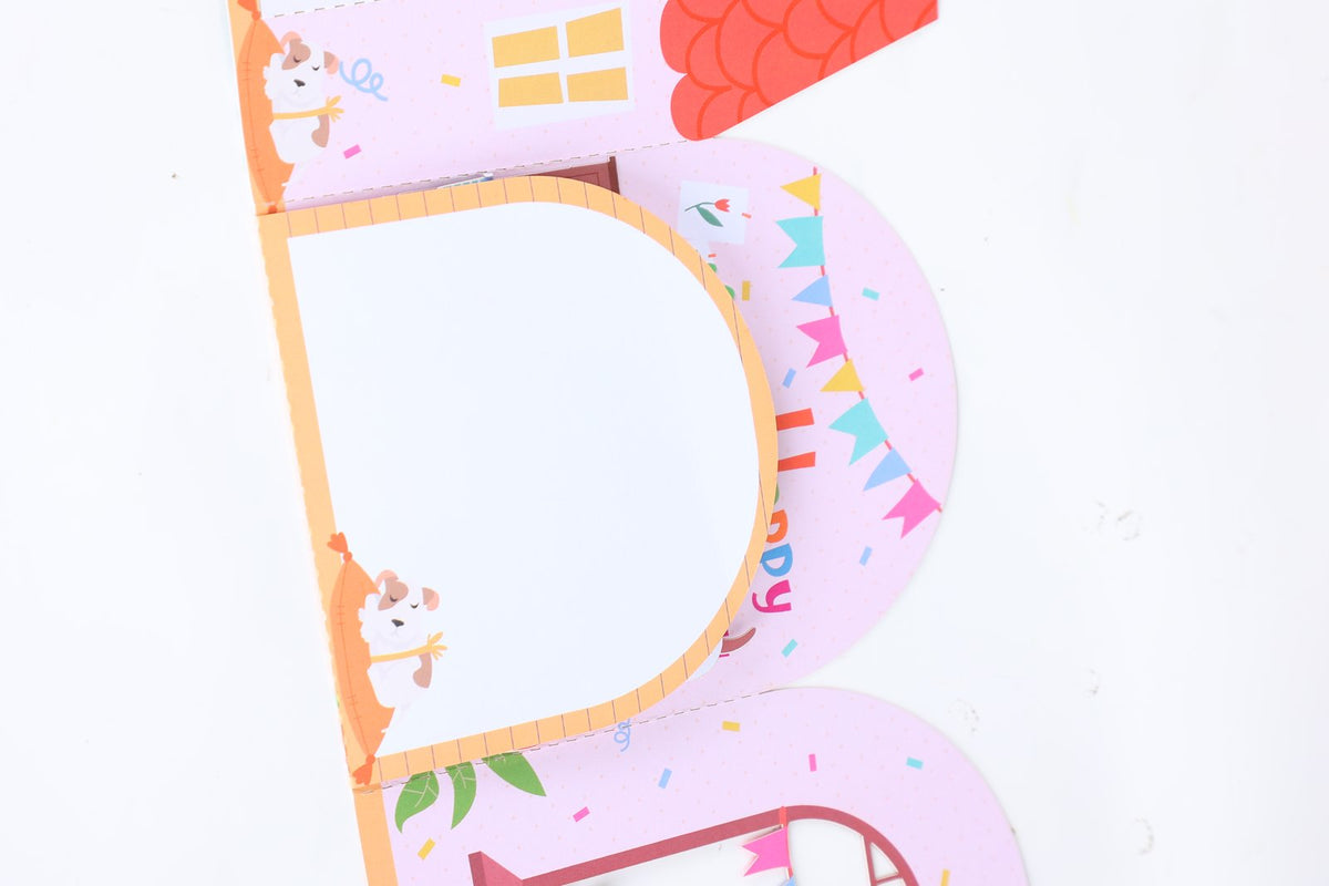 Blue Cottage Birthday Flip Pop Up Card