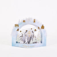 White Snowy Scene Forest Cottage 3D Pop Up Card
