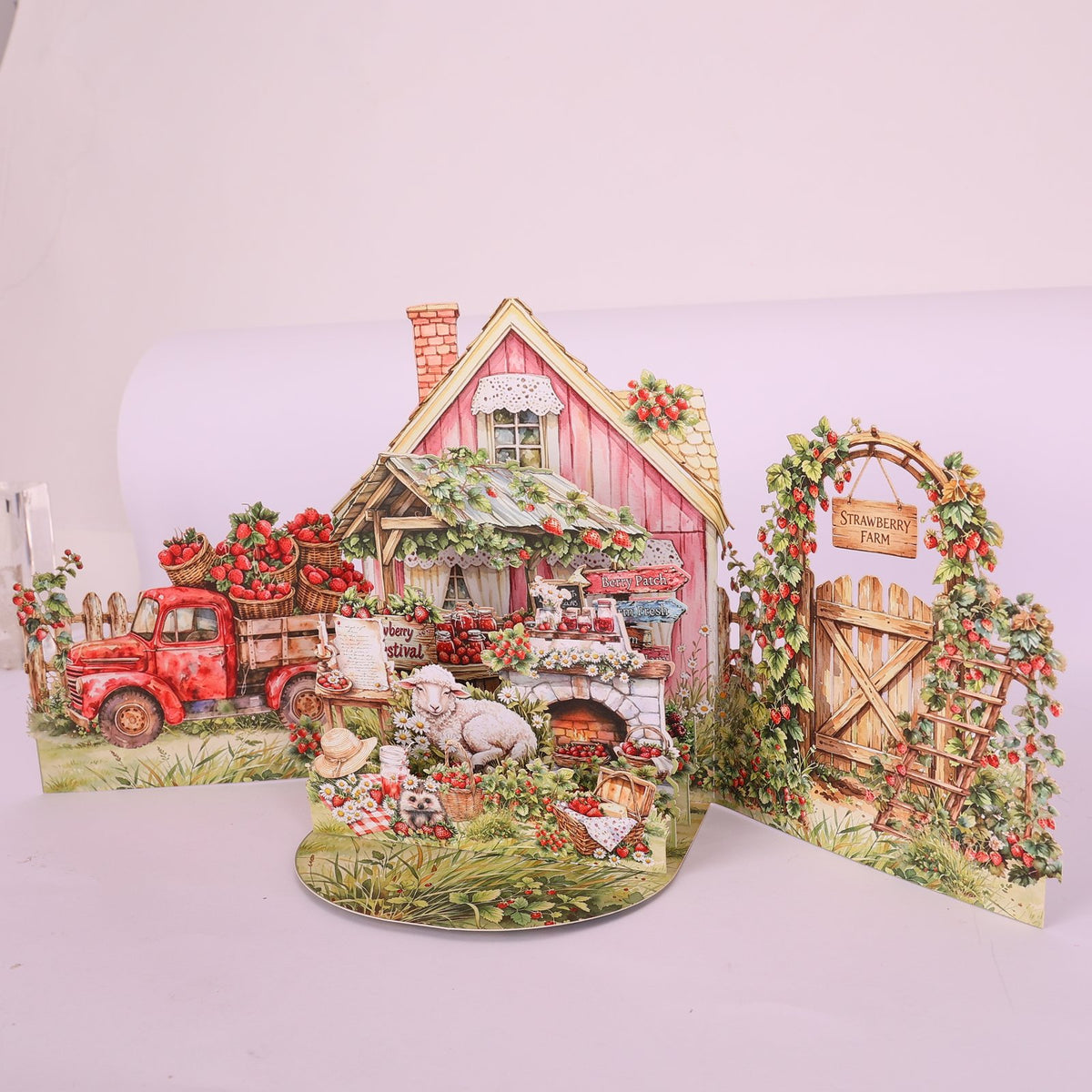 Strawberry Gardening Double Door 3D Pop Up Card