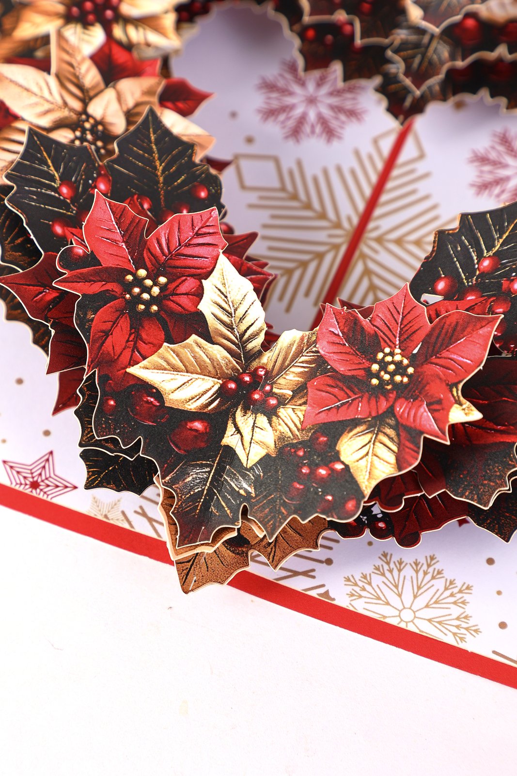 Christmas Poinsettia Heart-Shaped Greeting Card