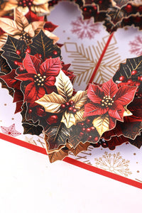 Christmas Poinsettia Heart-Shaped Greeting Card