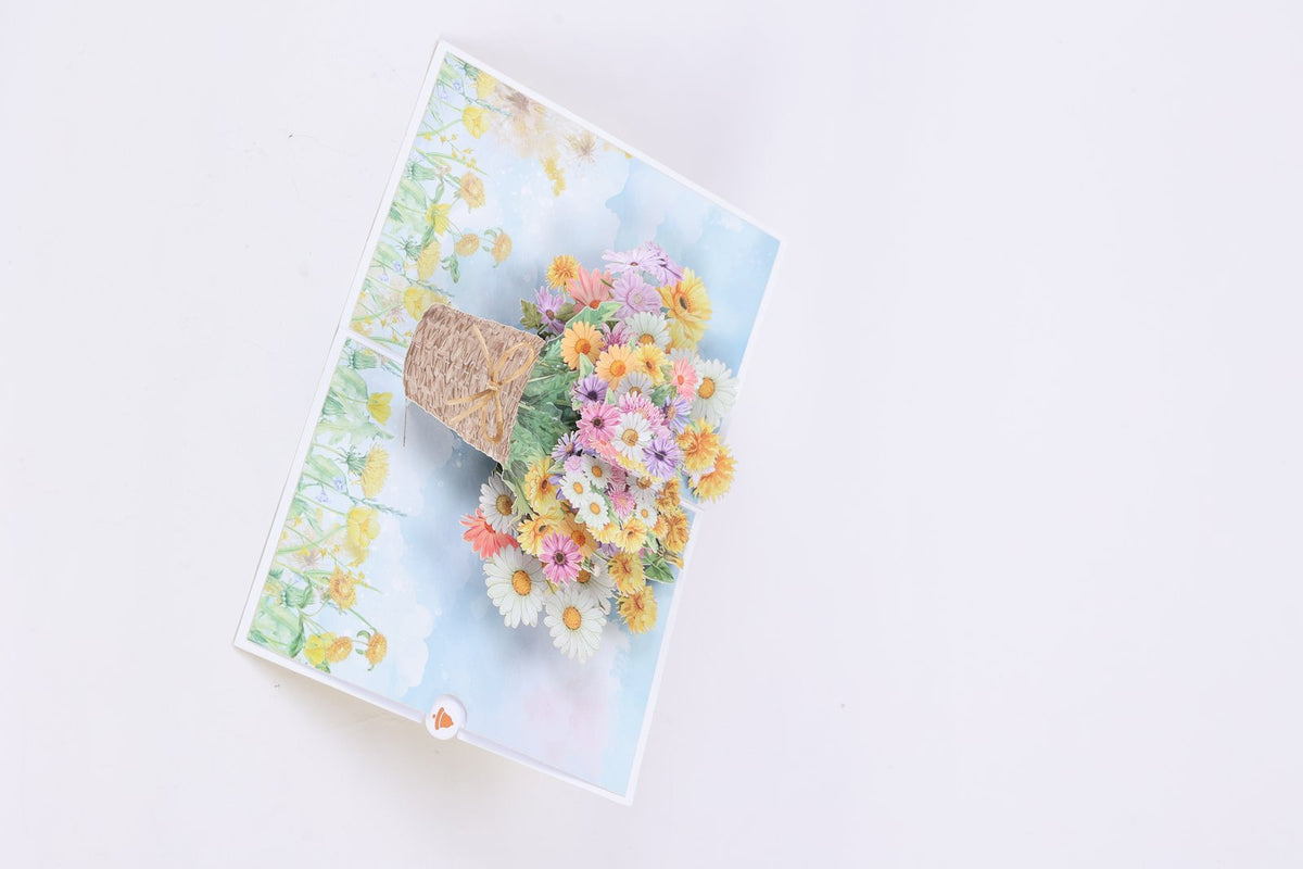 Colorful Flower Basket 3D Pop Up Card