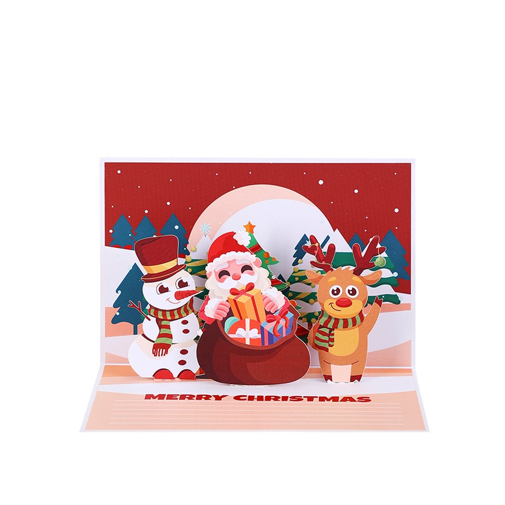 Santa Claus Trumpet Flip Pop Up Card Red