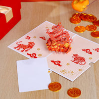 Chinese Dragon Paper-Cut 3D Pop Up Card