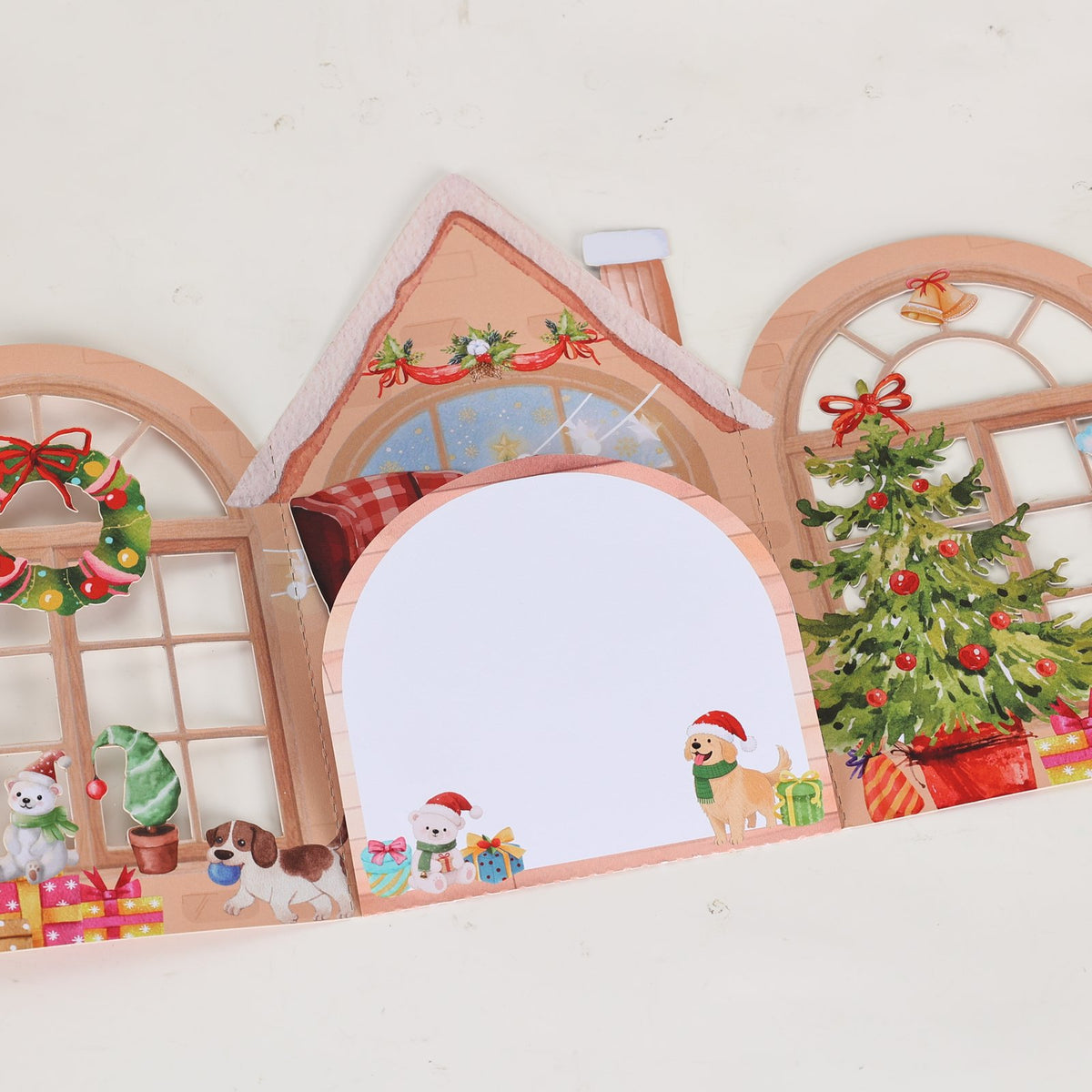 Christmas Cottage Window Scene 3D Pop Up Card