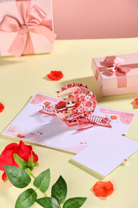 Rose Crescent Moon Cat 3D Pop Up Card