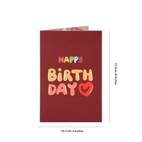 Burgundy Birthday Heart Flip Pop Up Card