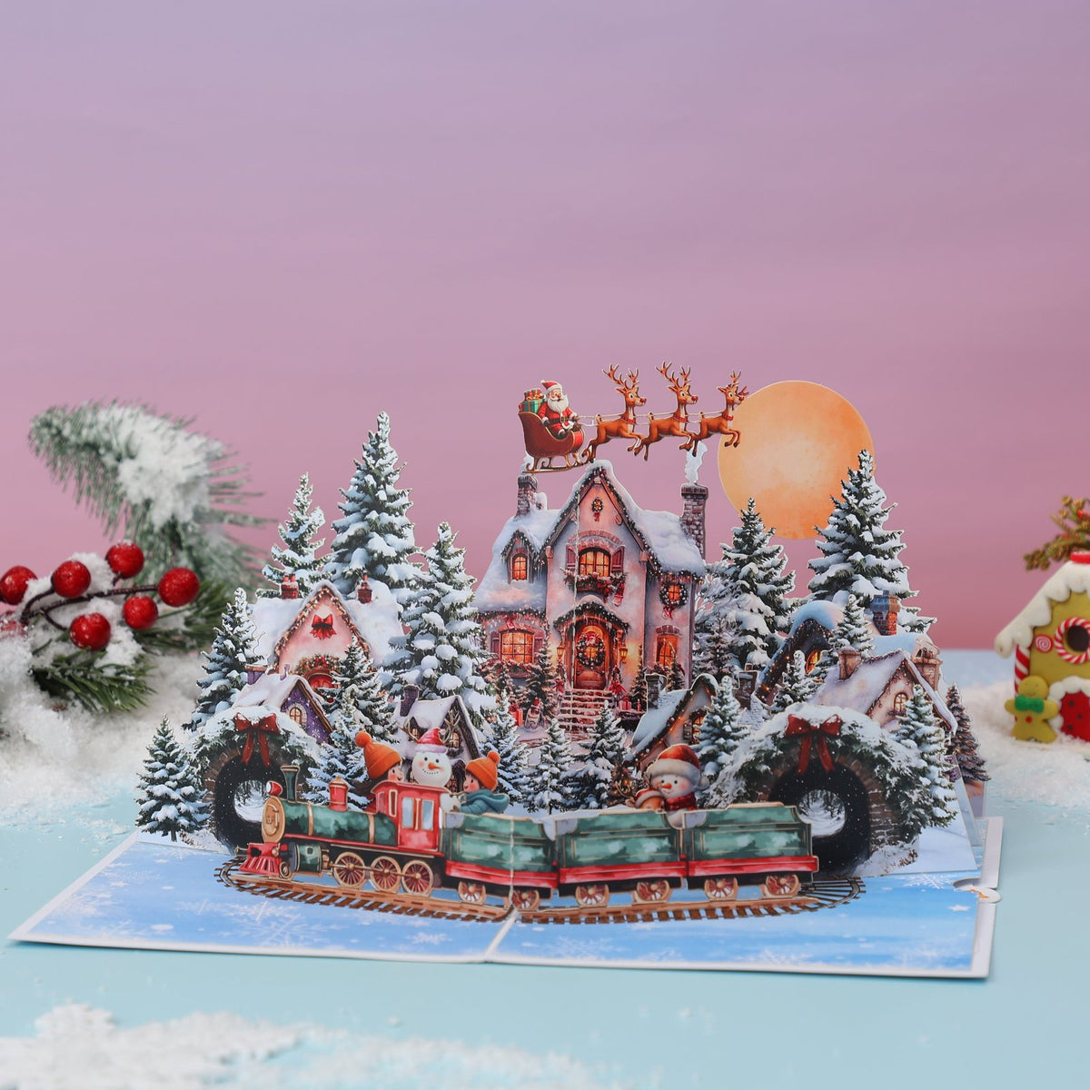 Christmas Reindeer Snowfield Greeting Card