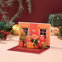 Santa Claus Trumpet Flip Pop Up Card Orange