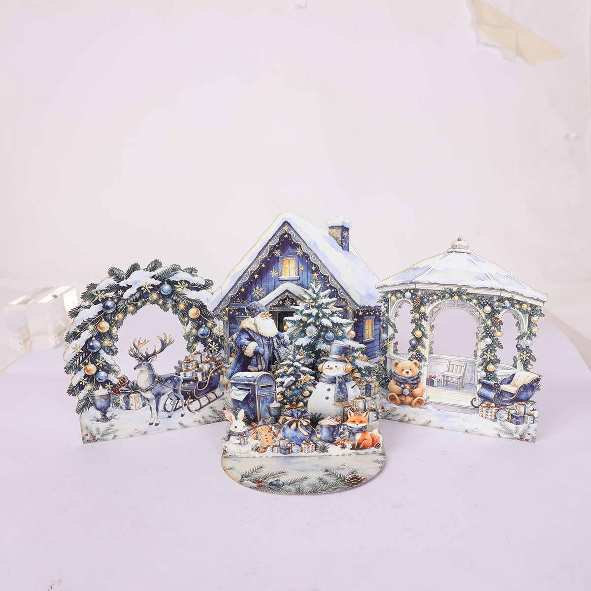 Blue Christmas Double Door Pop Up Card