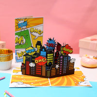 Comic Superhero City Greeting Card