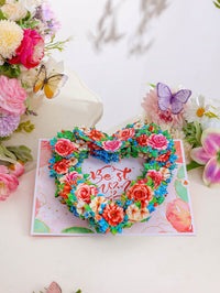 Best Mom Heart Floral Wreath Greeting Card