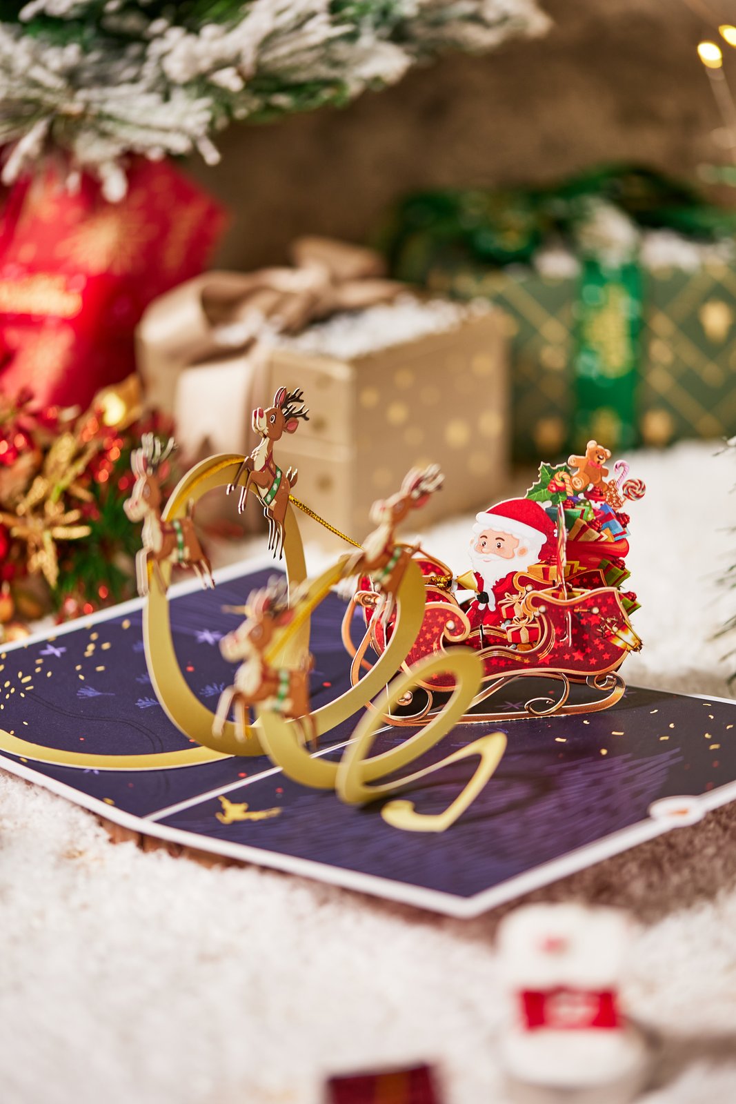 Flying Sleigh Car 3D Pop Up Card