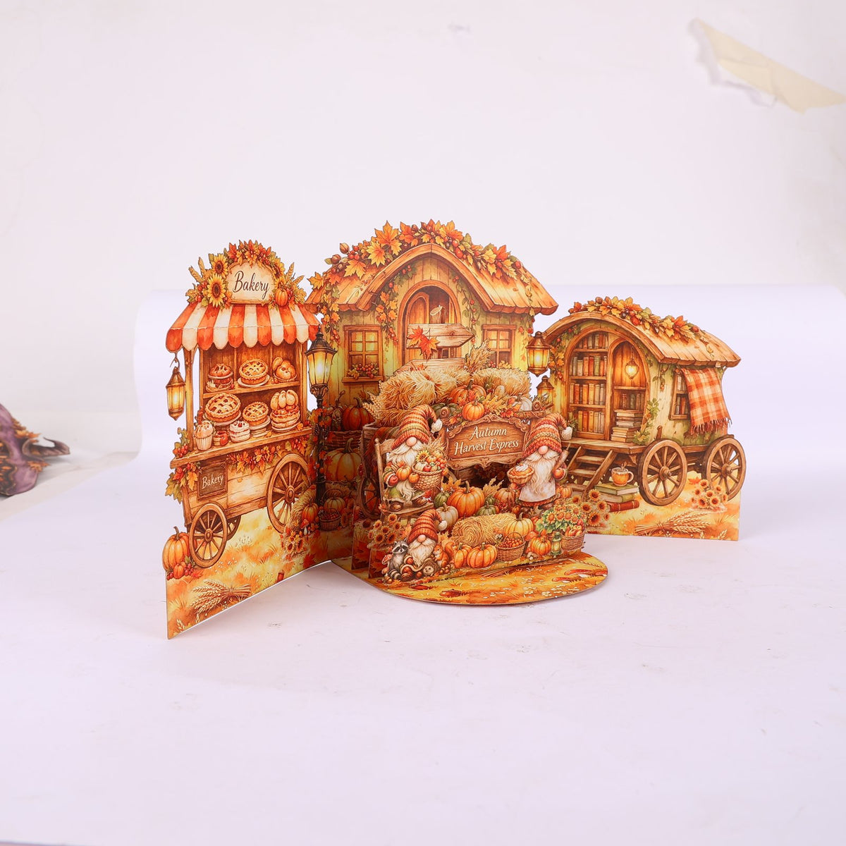 Autumn Gnome Harvest Double Door Pop Up Card