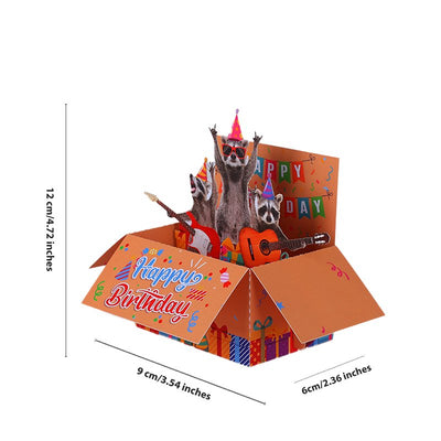 Raccoon Music Party Birthday Greeting Card