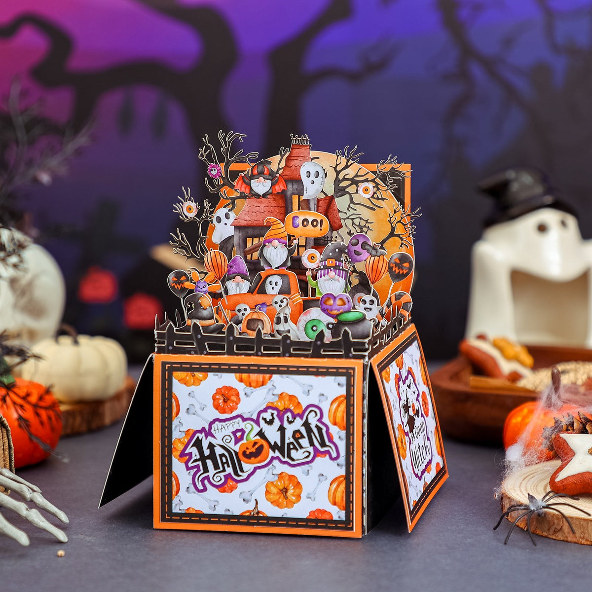 Halloween Gnome Box Orange Card