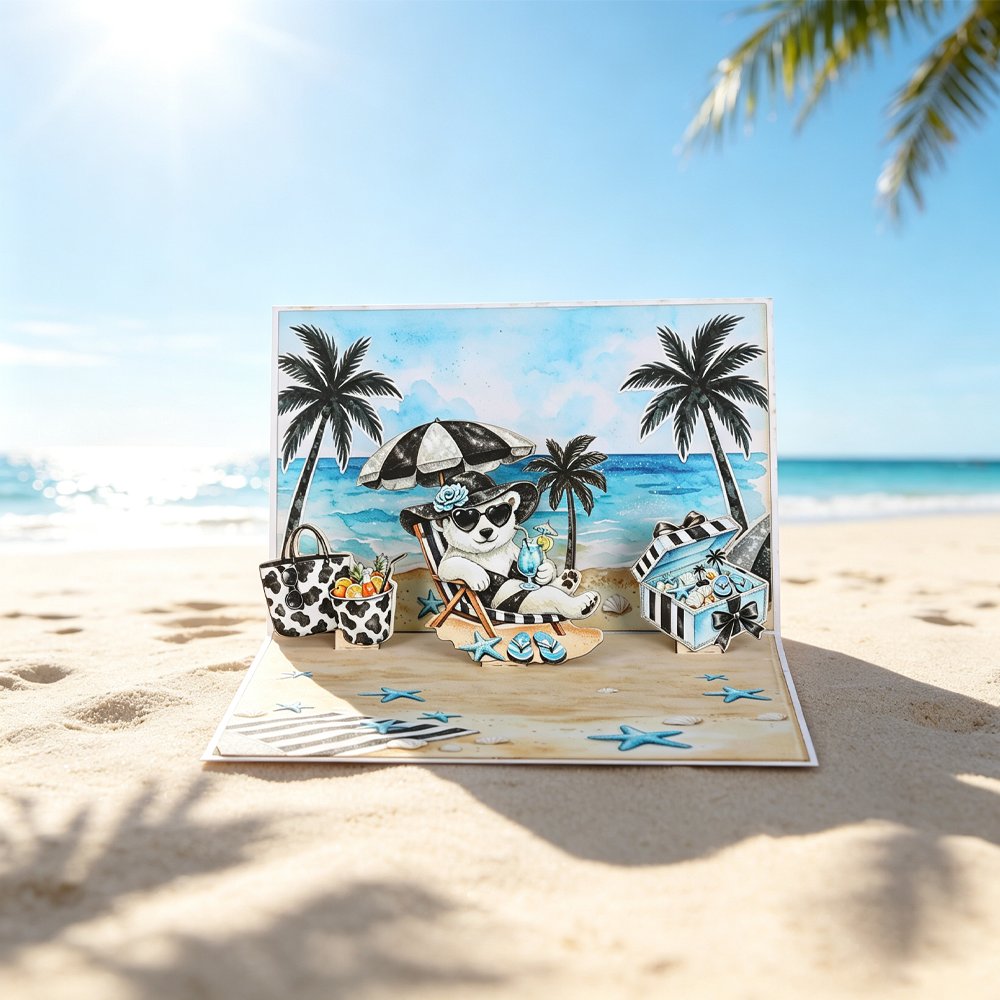 Beach Polar Bear 3D Pop Up Card